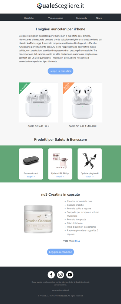 I migliori auricolari per iPhone | nu3 Creatina in capsule: la recensione