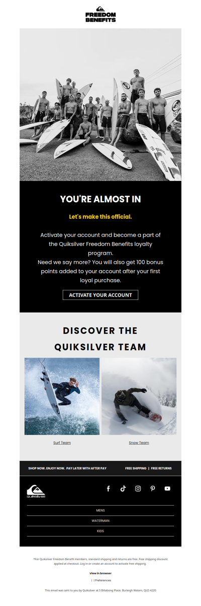 Welcome to Quiksilver Freedom Benefits!