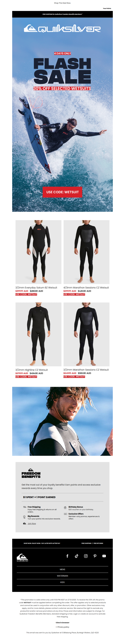 FLASH SALE | 30% OFF Wetsuits