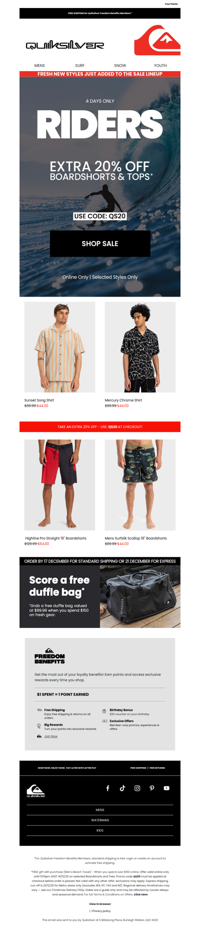 Extra 20% Off Boardshorts & Tees 🔥