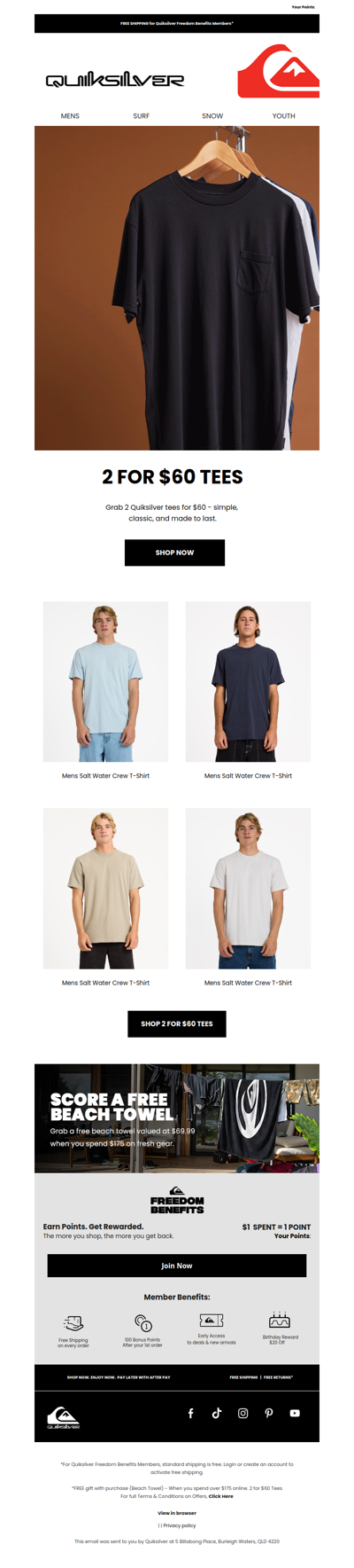 Double Up: 2 Tees for $60
