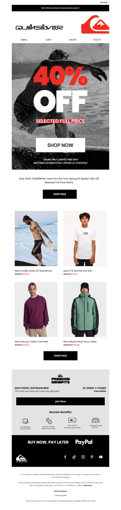 Ends soon: 40% Off Selected Full Price Gear
