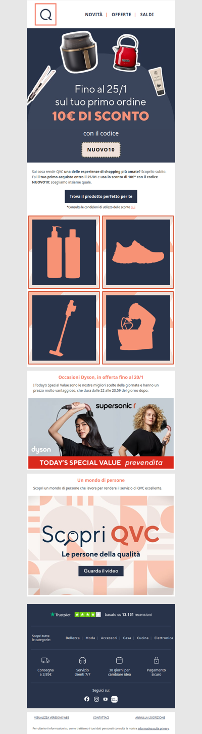 Scopri QVC: 10€ di sconto sul primo ordine