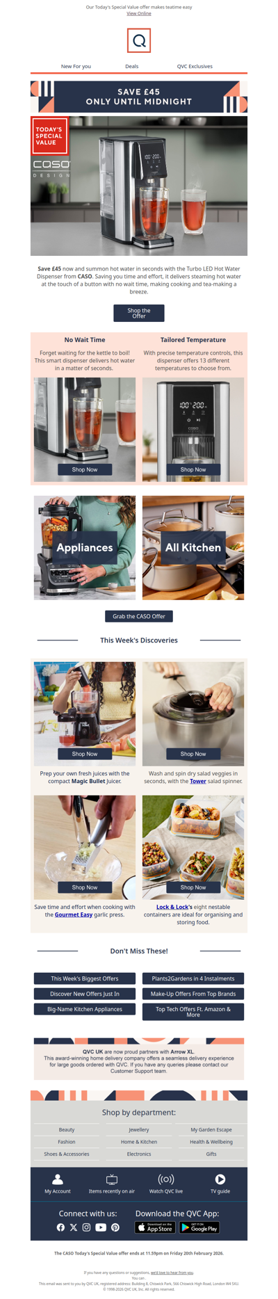 Hurry! Save £45 on CASO's instant hot water machine!