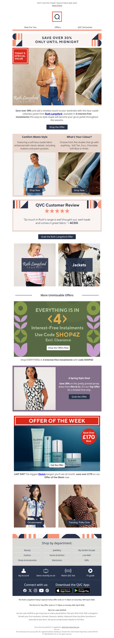 Hurry, you can still save over 30% on Ruth Langsford!