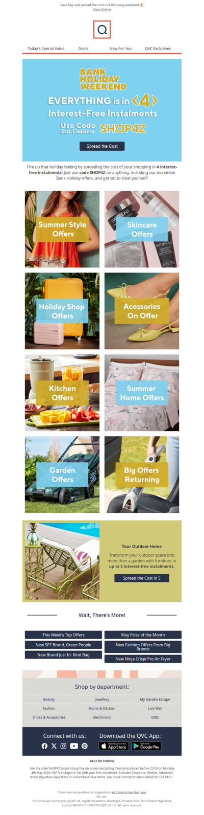 Save big and spread the cost in 4 this long weekend 🏖️