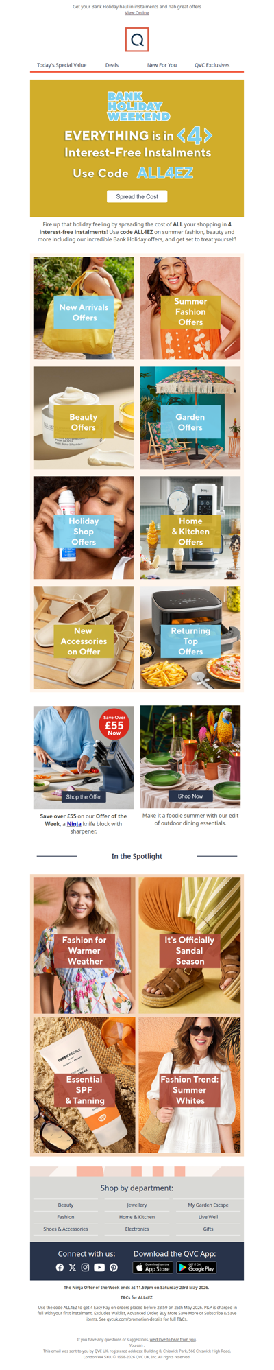 Save big and spread the cost in 4 this long weekend 🏖️