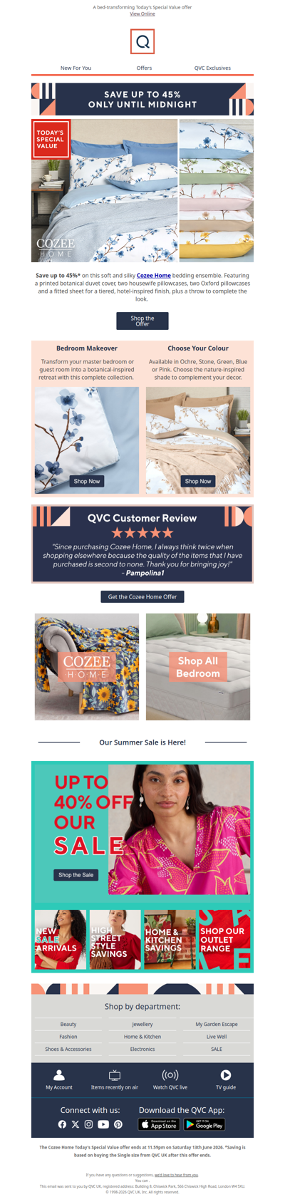 6 hours left to Save up to 45% on Cozee Home