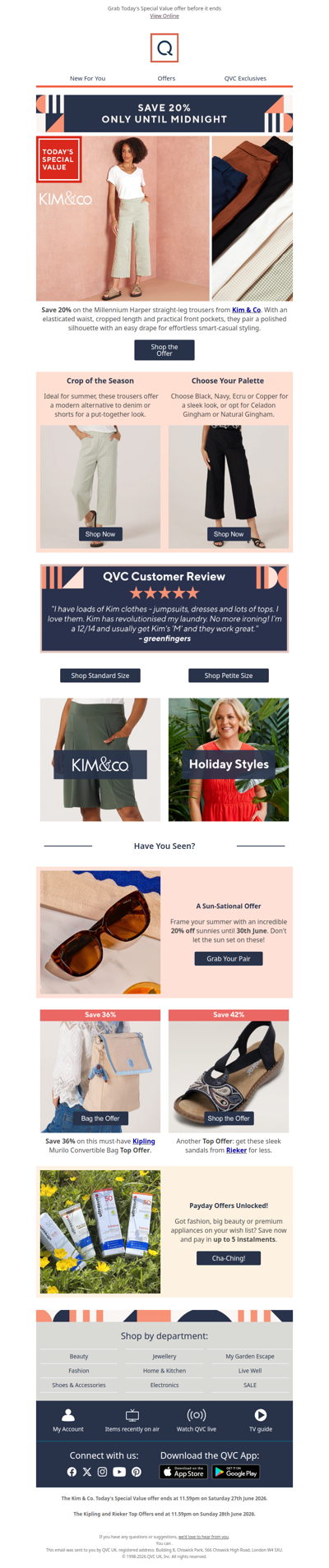 Not long left to save 20% on Kim & Co trousers
