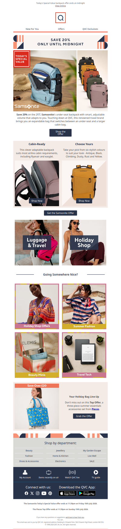Taking off soon: get 20% off Samsonite while you can