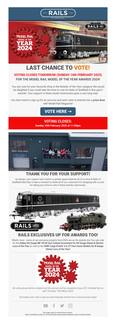 🗳️ LAST CHANCE to Vote in the Model Rail Magazine Awards! ⏱️