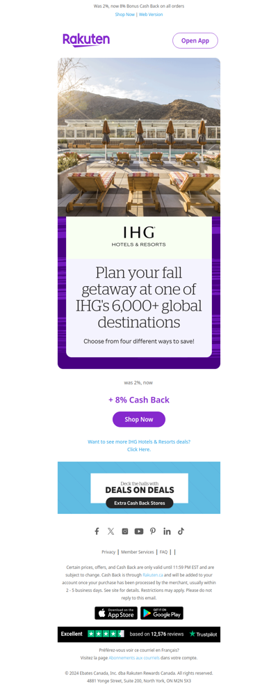 Plan your fall getaway at IHG Hotels & Resorts plus 4X Cash Back