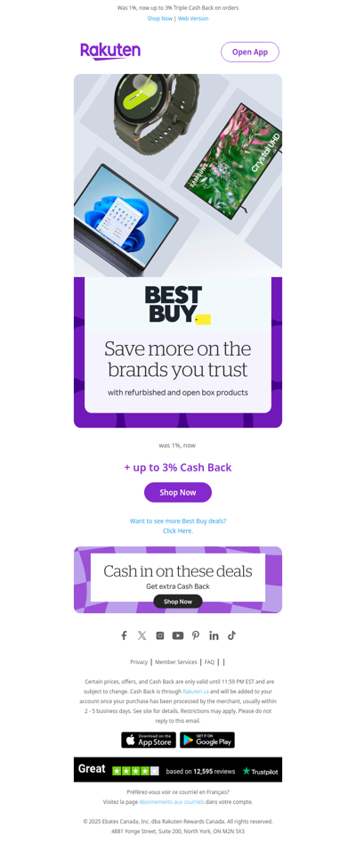 Shop deals on refurbished and open box products at Best Buy plus 3X Cash Back