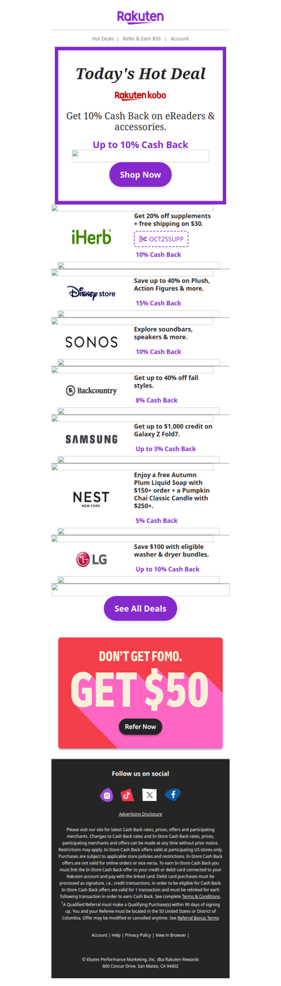 Hot Deal for you at Rakuten Kobo: Get 10% Cash Back on eReaders & accessories.