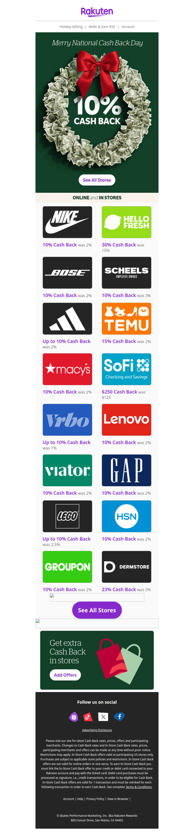 10% Cash Back for you for National Cash Back Day 🎁