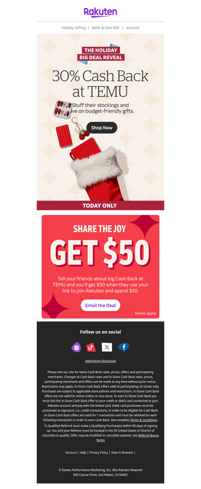 OMG 🤩 30% Cash Back at TEMU—today only