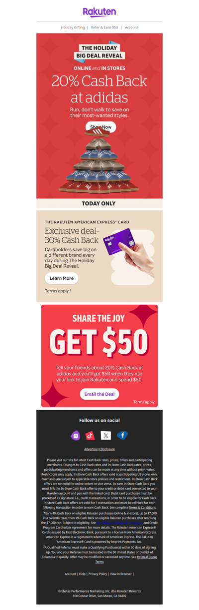 🏃 Hurry! 20% Cash Back at adidas TODAY