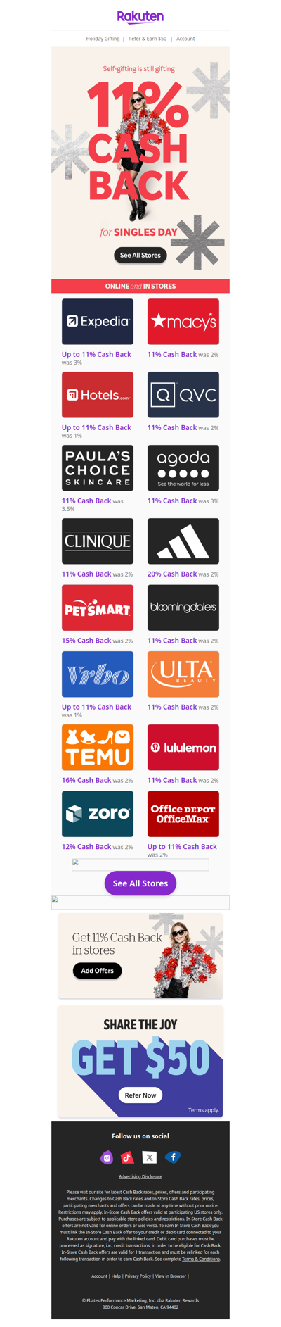 A holiday gift to yourself: 11% Cash Back 🎁