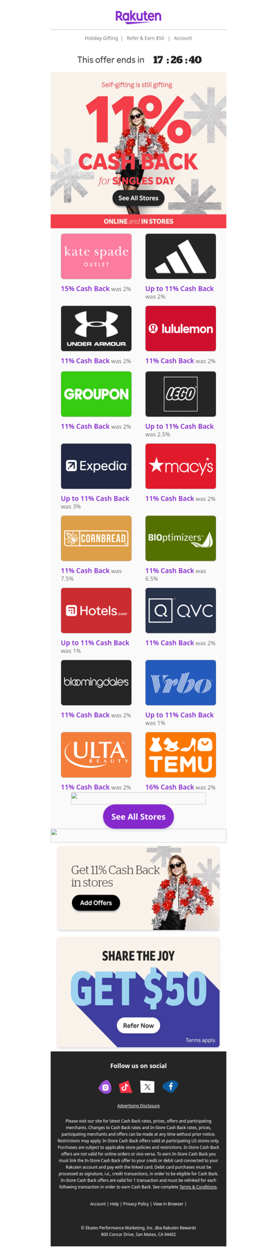 ✨Treat yourself with 11% Cash Back ✨