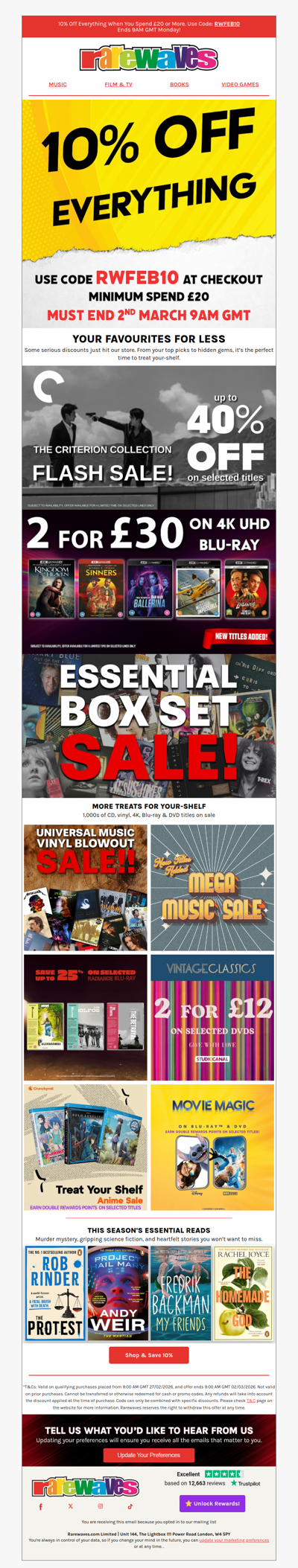 10% OFF EVERYTHING* - Rarewaves SALE is now on!