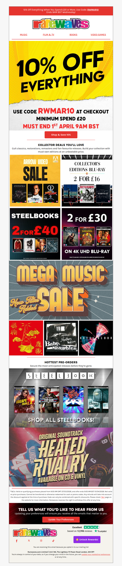 10% OFF EVERYTHING* - Rarewaves SALE is now on!