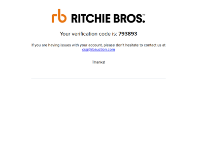 Your Ritchie Bros. Verification code