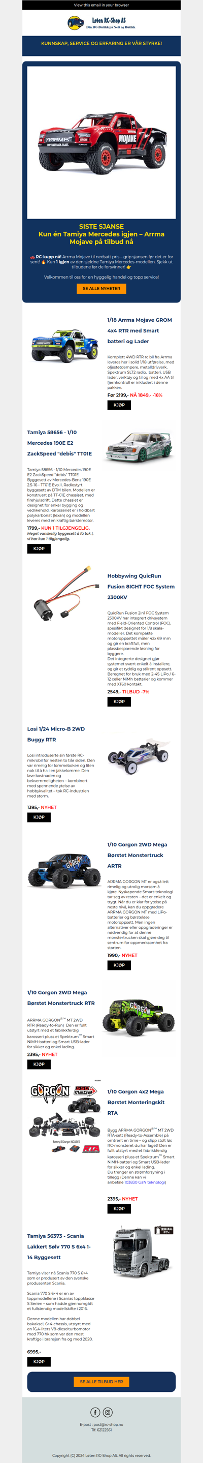 Begrenset antall! Få tak i Arrma Mojave til nedsatt pris – én Tamiya Mercedes igjen!