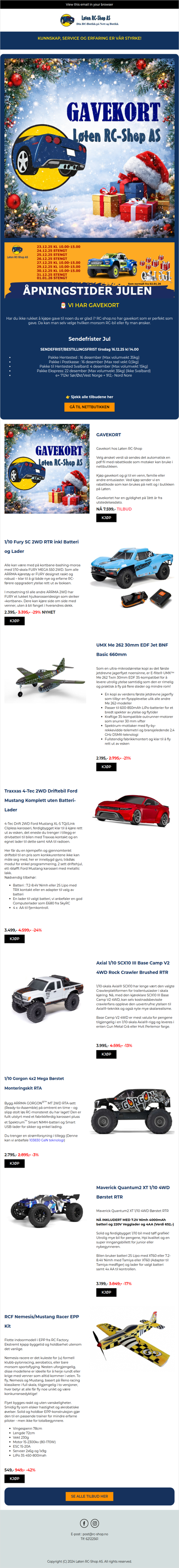 Sent ute med julegaver? Vi har gavekort 🎅