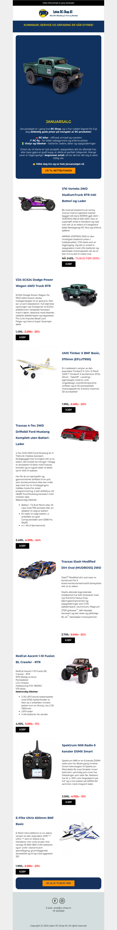 Januarsalg 🚗✈️ Store rabatter på RC-biler & fly