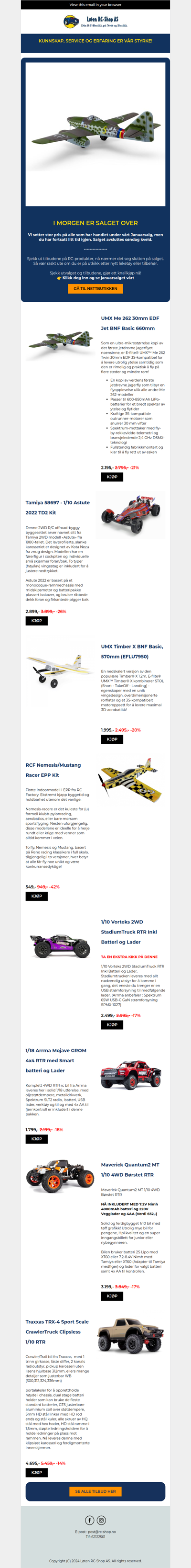 Søndag er siste dag av vårt Januarsalg på RC-produkter 😱