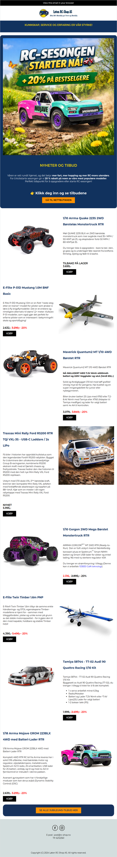 Våren nærmer seg 🌱 Klar for RC-moro? Nå -20% på bestselgere!