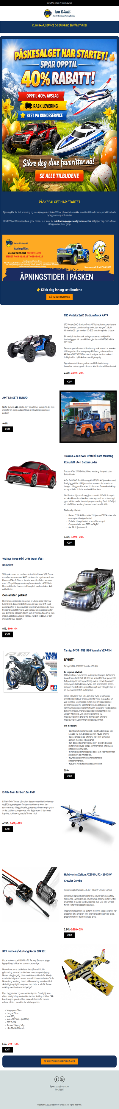 🐣 Påskesalg er i gang – opptil 40% på RC-favoritter!