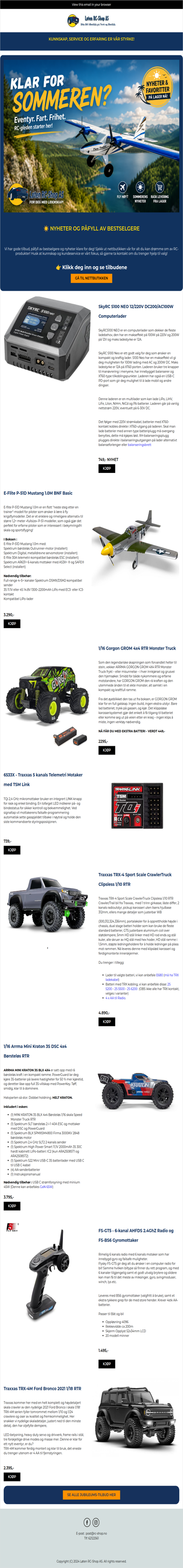 Nyheter og påfyll på RC-SHOP.NO