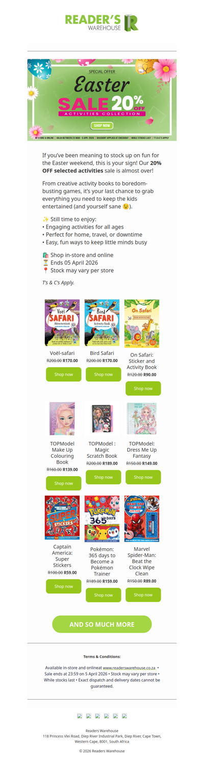 ⏰ Last Chance: 20% OFF Easter Activities Ends Soon!