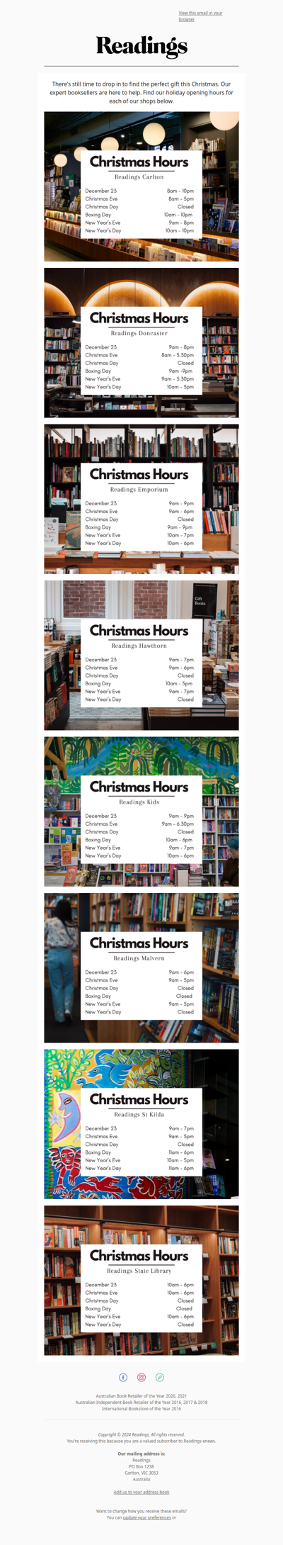 Our Christmas opening hours!