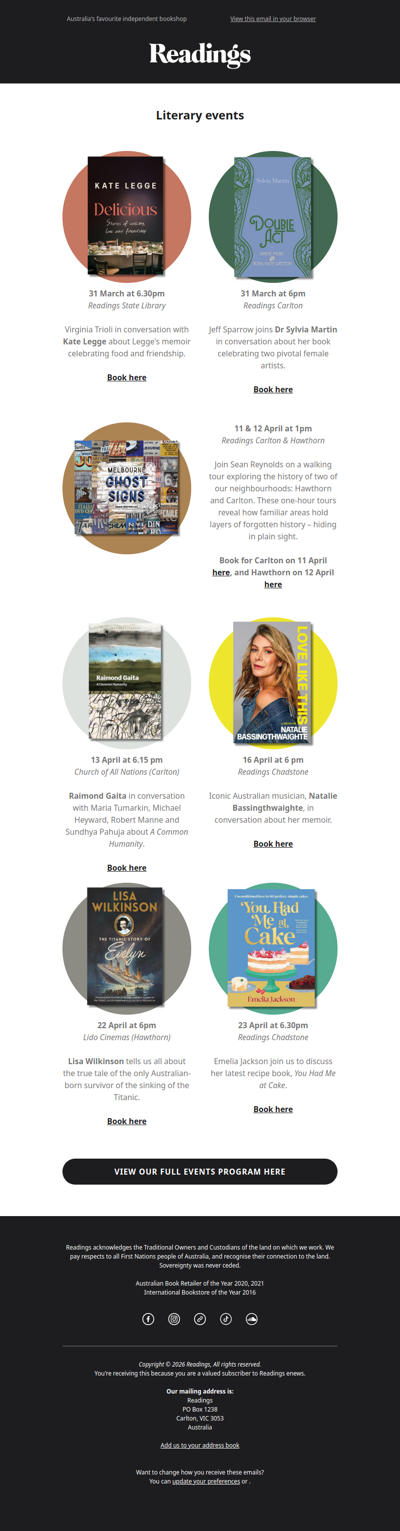 Literary events for your schedule