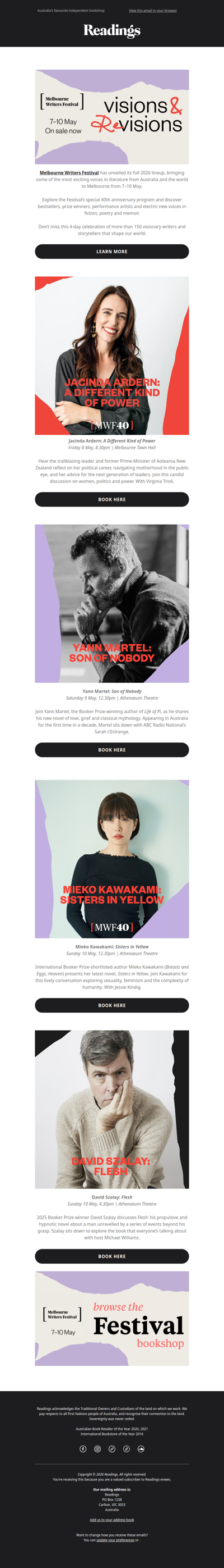 Tickets are now available for the Melbourne Writers Festival!