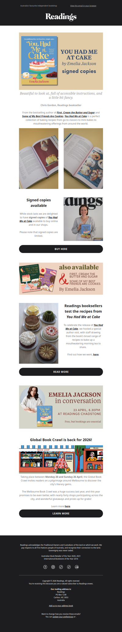 Signed copies of the new cookbook from Emelia Jackson