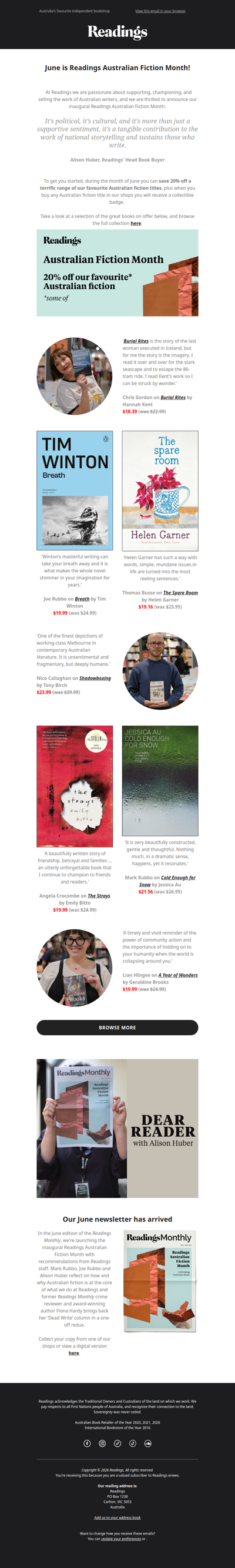 20% off recommended Australian Fiction