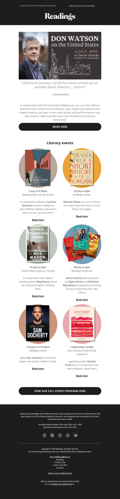 Upcoming literary events for your calendar