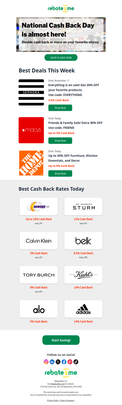 More money in your pocket during National Cash Back Day! 💵