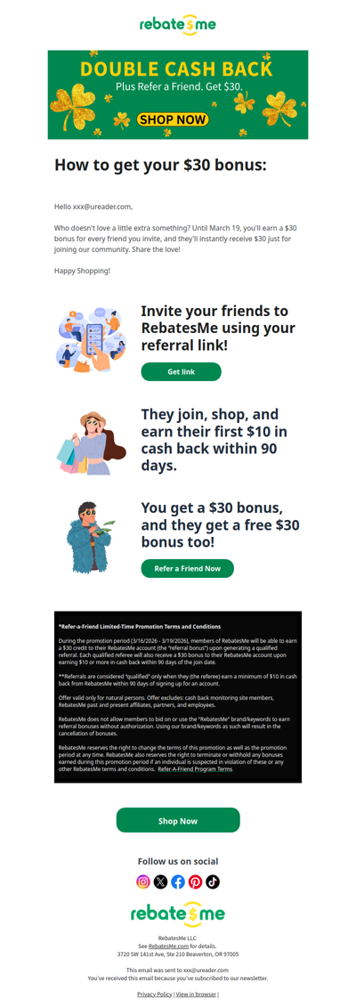 ☘️Double Cash Back. Lucky you!