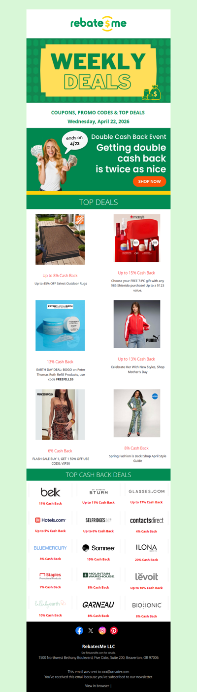 💰 Double Cash Back — Twice as Nice!