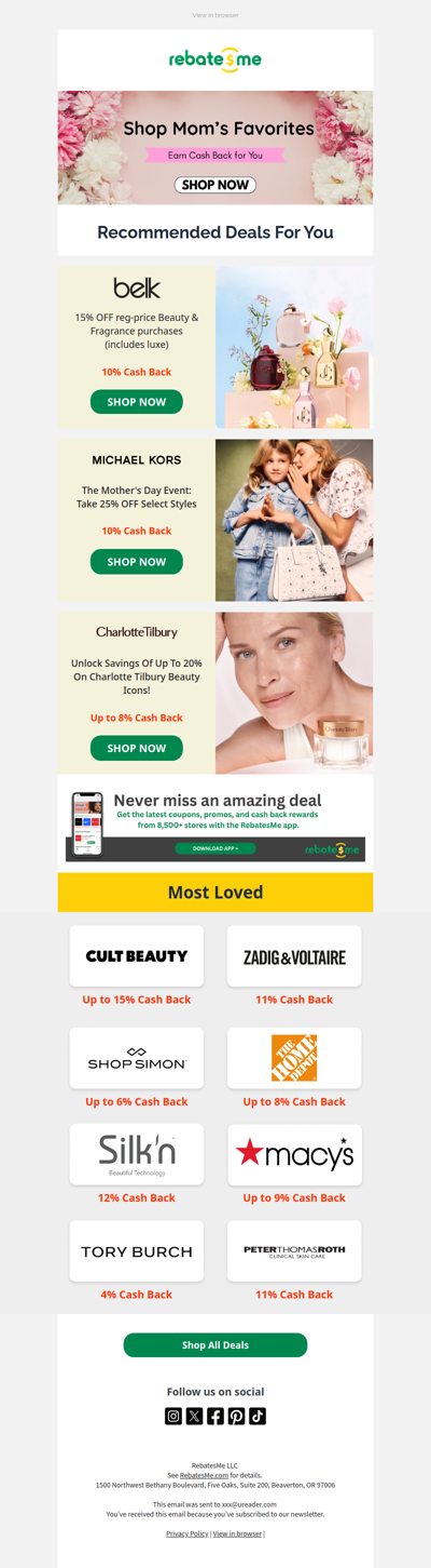 Shop Mom's Favorites & Earn Cash Back