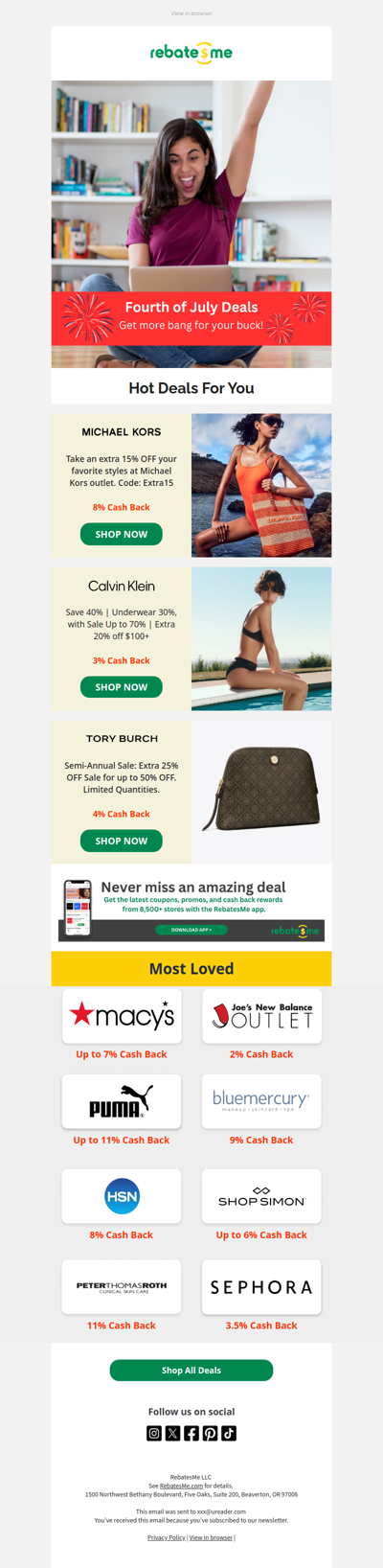 July 4th Cash Back Is Live!