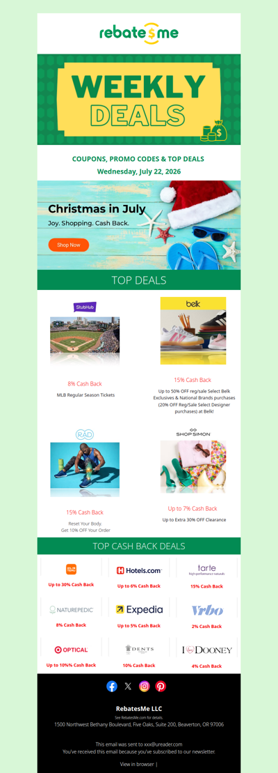 🎁 Christmas in July: Big Deals + Cash Back