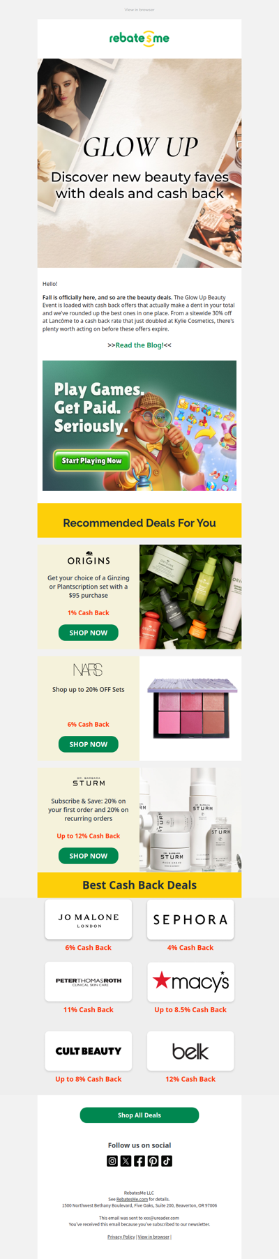 Your glow up comes with cash back