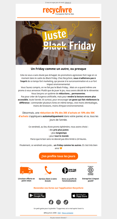 On ne fait pas le Black Friday. On fait mieux 🧡