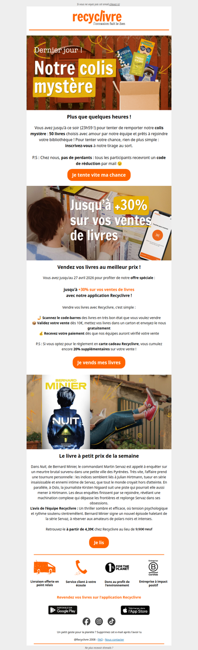 Dernier jour pour recevoir votre cadeau !