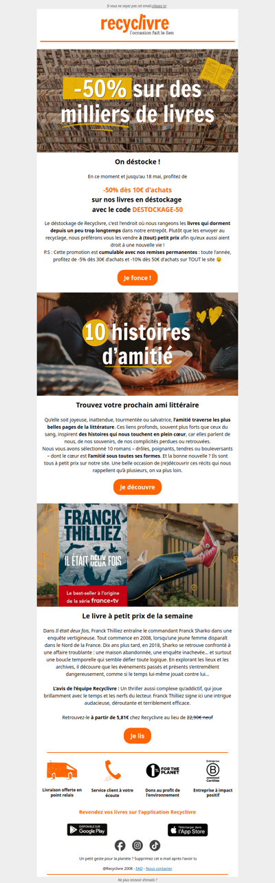 Grand déstockage : promos sur des milliers de livres